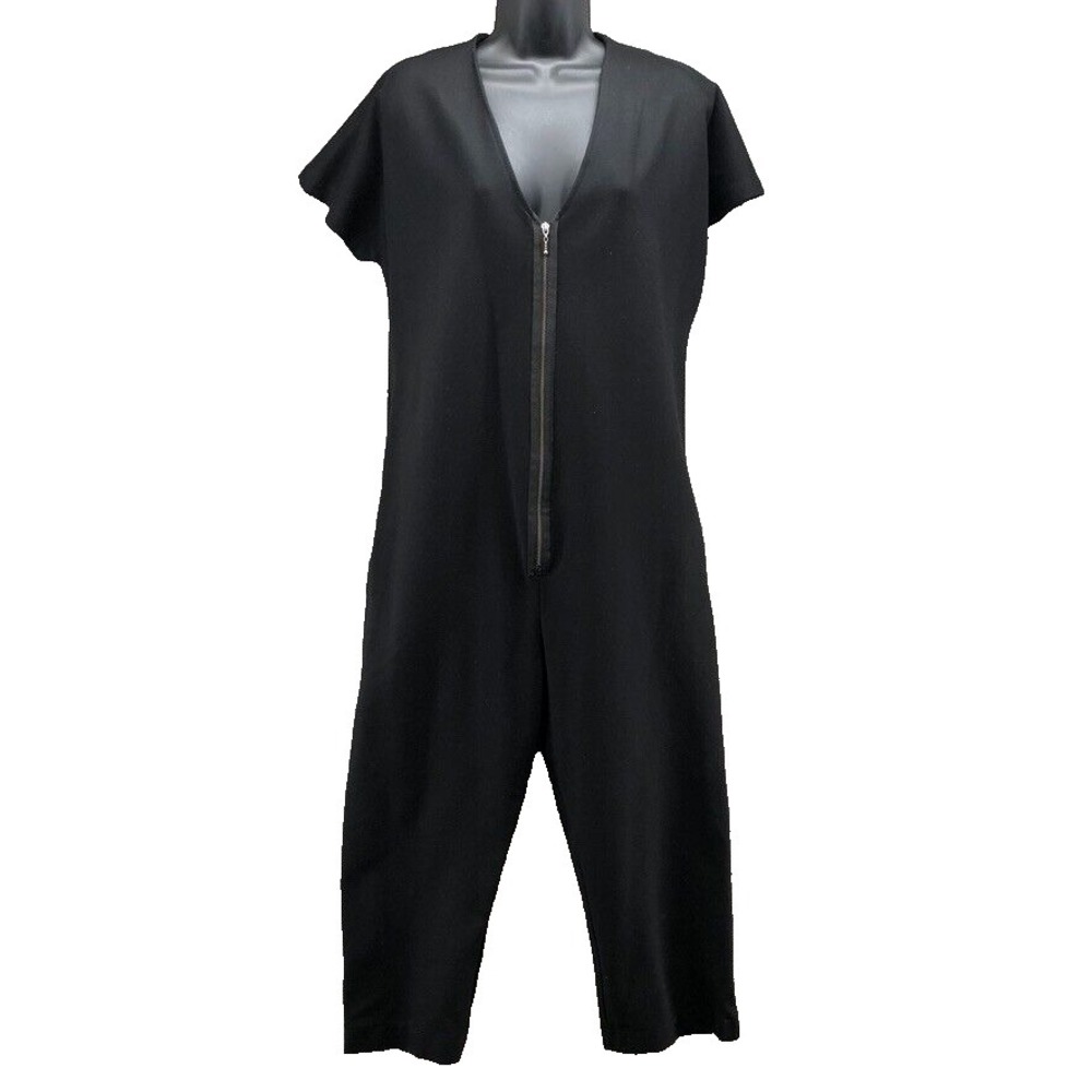 Meg Hercules Jumpsuit Womens Small Black Short Sleeve Edgy Minimalist Cropped